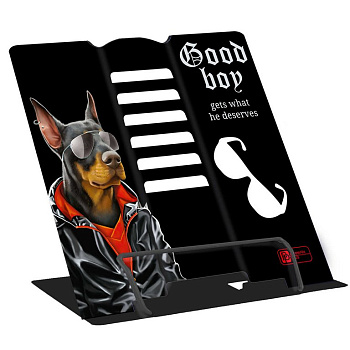 Подставка для книг 210*285 мм Феникс+ "Доберман" металлическая, черная