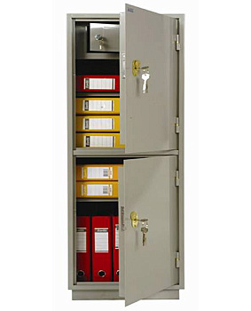 Шкаф бухгалтерский метал. 2 секции (1560*470*395мм) 2 полки, замок, трейзер