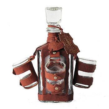 Графин в футляре из натуральной кожи "Макей" Меткому охотнику, коричневый