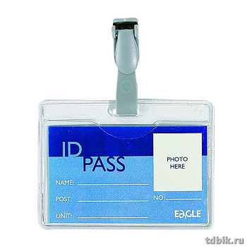 Бейдж горизонтальный  99*71мм (вставка 89*54мм) с клипсой Eagle
