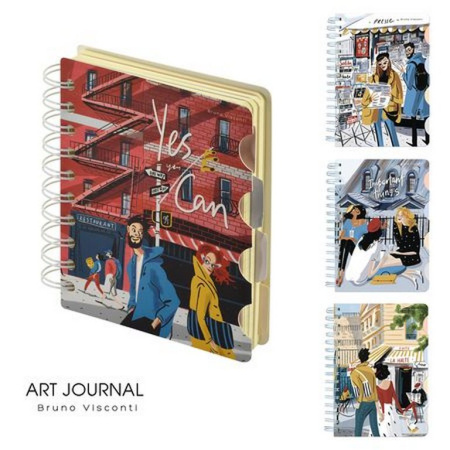 Блокнот А5 120л., 165*212 мм, на гребне "ART JOURNAL" С РАЗДЕЛИТЕЛЯМИ (4 ВИДА)