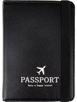 Обложка для паспорта MILAND "Рейс" с отделениями для карт на резинке кожзам, черная