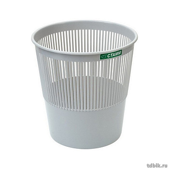 Корзина для бумаг пластиковая  9л сетчатая, серая, Стамм