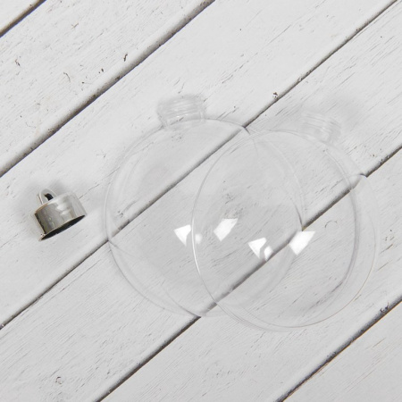 Елочный шар-заготовка  80 мм, цвет прозрачный, раздельные части