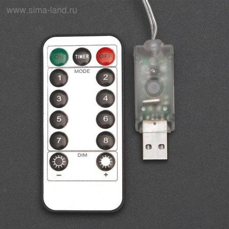 Гирлянда комнатная Занавес Роса 2.8*3м 300 цв. ламп, 8 реж, на крючках,пульт (от-10 до+35 °С) от USB