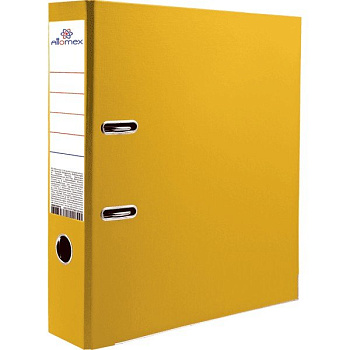 Папка-регистратор А4 50мм Attomex пл. карман на торце, метал. окантовка, желтая