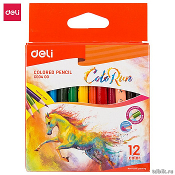 Набор карандашей  12 цв.  короткие трехгранные Deli ColoRun