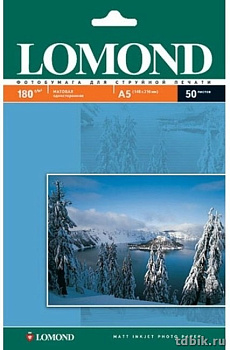 Фотобумага Lomond А5 180г, 50 л/уп. матовая, одностор.