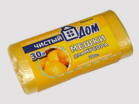 Мешки для мусора  30л. 30 шт/рул (15 мкм) ПНД "Чистый дом" желтые