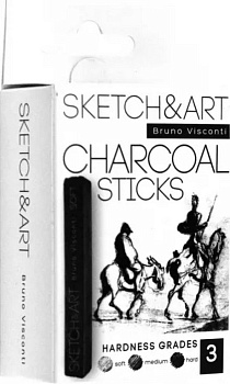 Уголь для рисования прессованный 3шт/уп SKETCH&ART