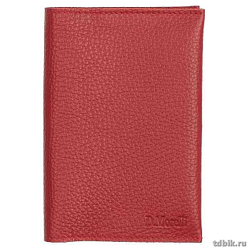 Обложка для паспорта D.Morelli "Монтана" нат. кожа,  красная