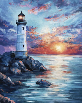 Алмазная мозаика 40*50см "Маяк на закате" Феникс+