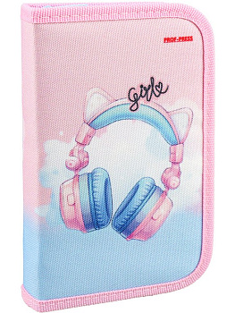 Пенал 1 отд. для девочки Prof-Press "Милые наушники" 190х115 (ткань)