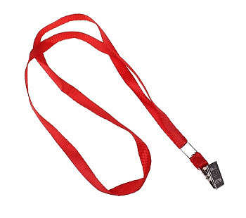 Шнур для бейджа красный с метал. зажимом, длина 40см (80см), ширина 1см Calligrata