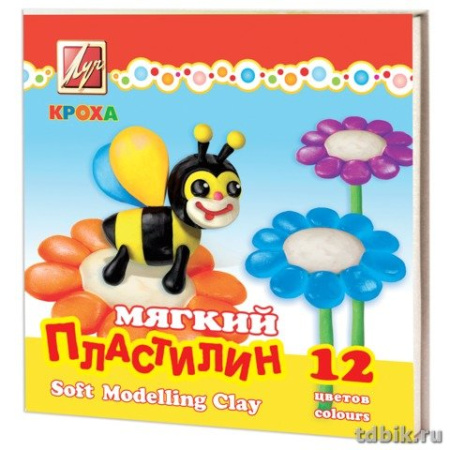 Пластилин мягкий 12 цв. 180 гр. Луч "Кроха" стек, картон. коробка