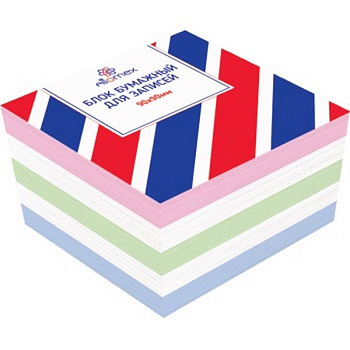 Блок бум. для записи (не склеенный) 9*9*5 см, бумага цветная 65 г/м2 Attomex