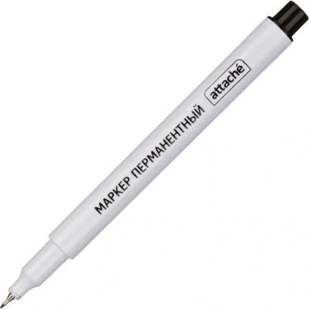 Маркер перманентный  0,5 мм Attache черный, супертонкий метал. наконечник