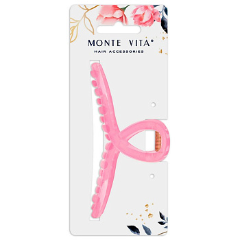 Краб для волос 11 см глянцевый розовый MONTE VITA