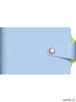 Визитница Hatber "VIVELLA BICOLOUR" 7*12см на 12 визиток, на хлястике с кнопкой, голуб/салат.