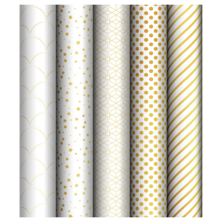 Бумага упаковочная 70*100см  в рулоне (ассорти) "Pattern on white" MESHU