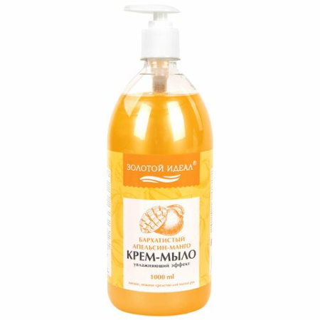 Мыло-крем жидкое 1л. Бархатистый апельсин-манго (ЗОЛОТОЙ ИДЕАЛ)