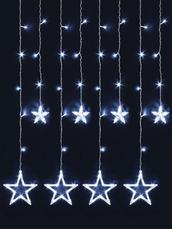 Гирлянда комнатная Бахрома "Звездное небо" 2,5м*1м, 92 холодных ламп, прозрачная нить, 220 В