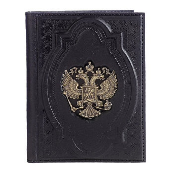 Обложка для автодокументов Макей, нат. кожа с Гербом, черная