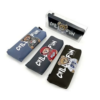 Пенал  для мальчика Intelligent "Мишка в свитшоте" 21*8*3 см ассорти