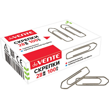 Скрепки 28 мм 100 шт/уп оцинкованные deVENTE прямоугольные