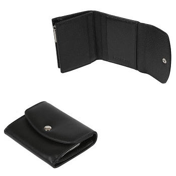 Портмоне FABRETTI женское, нат. кожа, 10*8*2,5см, черный