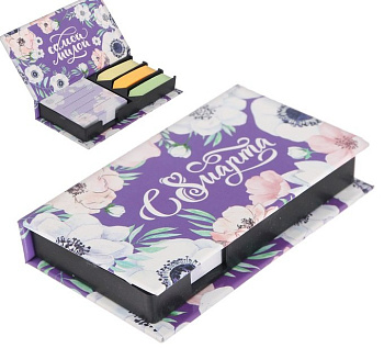 Бумага для записи "С 8 марта", 100 л. +  стикеры, в пластик. футляре