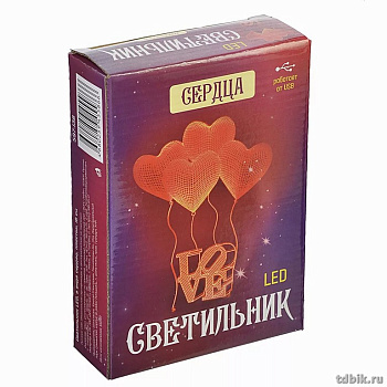 Светильник наст. LED "Сердце", 18см, пластик