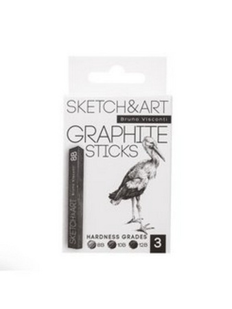 Графит прессованный 3шт/уп SKETCH&ART, 8В, 10В, 12В