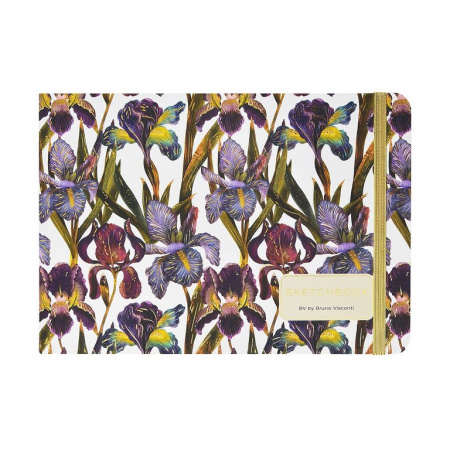 Скетчбук 213*146 мм, 100л.,тв. обл. на ризинке, бежевый блок "Flora. Ирисы"
