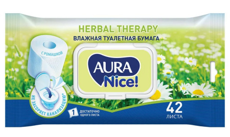 Туалетная бумага влажная Aura 42 шт/уп.