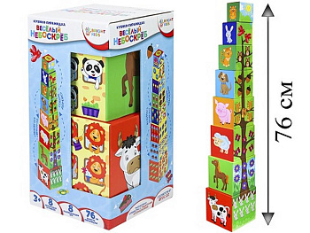 Игра развивающая Кубики-пирамидка "ВЕСЕЛЫЙ НЕБОСКРЕБ" BRIGHT KIDS