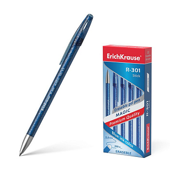 Ручка пиши-стирай гелевая ErichKrause "Gel Stick" синяя 0,5мм (линия 0,4мм)