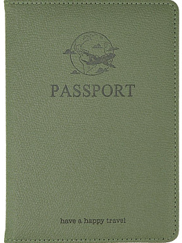 Обложка для паспорта MILAND "Гражданин" с отделениями для карт на резинке кожзам, оливковая