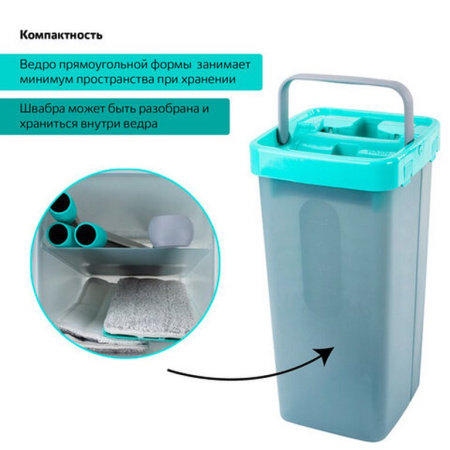 Набор для уборки помещений: ведро с отжимом 9л/7л, самоотжим. швабра с круг. насадкой (3шт) ЛАЙМА