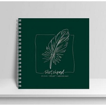 Скетчбук 195*195 мм, 40л. на спирали "Перо" 200г/м2