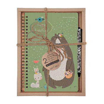 Набор подарочный BrunoVisconti "HAPPY WOODLAND" (ТЕТРАДЬ НА ГРЕБНЕ В ЛИН.+ РУЧКА)