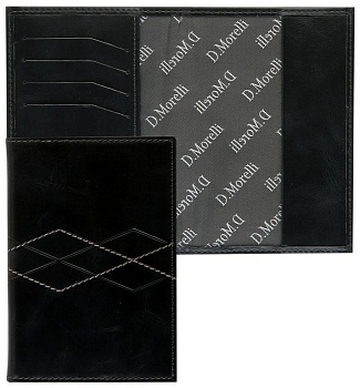 Обложка для паспорта D.Morelli "Бонд" с отделениями для карт, нат. кожа, серая