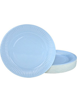 Тарелка картон d180 50 шт/уп, цв. голубой