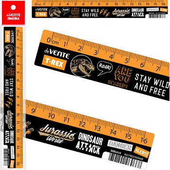 Линейка 16 см. пласт. deVENTE "T-Rex"
