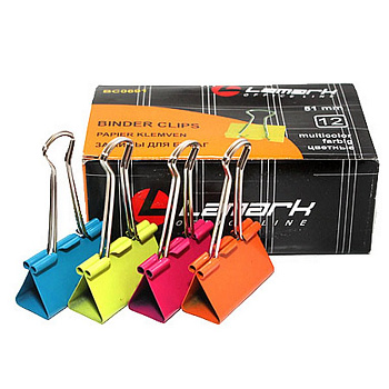 Зажим для бумаг 51 мм цветной Lamark "Неон"