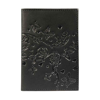 Обложка для автодокументов, нат. кожа "Вдохновение" черный