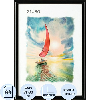 Рамка для фотографий 21*30 см пластик цв. черный (вставка стекло) Зебра (багет 14мм)