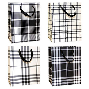 Пакет бумажный 18*23см люкс "Клетка" (ассорти)