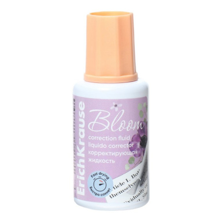 Коррект. жидкость ErichKrause Pastel Bloom (20мл) с кисточкой, быстросохнущая  (мет.шарик)