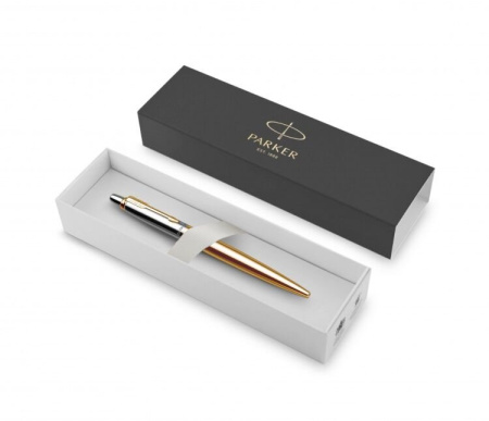 Ручка шариковая Parker Jotter Gold Stainless Steel GT M, синяя (нерж.сталь)